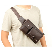 2019 PU leather fashion Men's Multifunction Waist Bag OEM